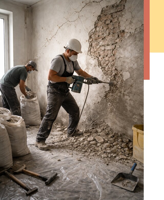 Демонтаж штукатурки со стен в Борзе от 7417 руб/м² — быстро и недорого | ОТДЕЛОЧНИК-Бря