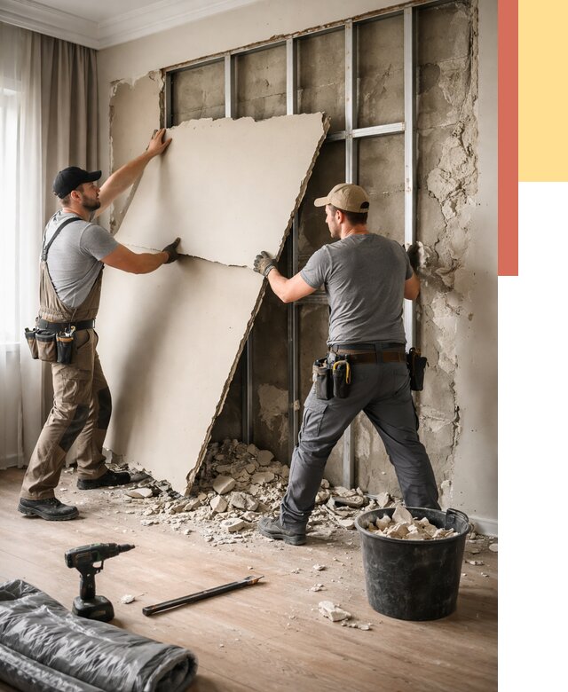 Демонтаж гипсокартона со стен в Борзе от 361 руб. — услуги демонтажа | ОТДЕЛОЧНИК-Бря