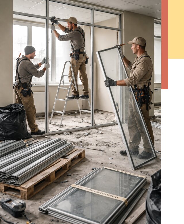 Демонтаж алюминиевых перегородок в Борзе от 4326 руб. — быстро и недорого | ОТДЕЛОЧНИК-Бря