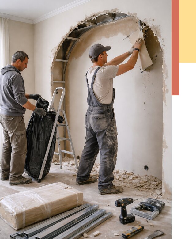 Демонтаж арки из гипсокартона в Борзе от 3605 руб. — услуги под ключ | ОТДЕЛОЧНИК-Бря