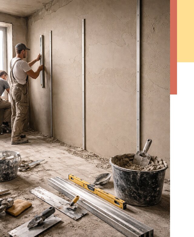 Штукатурка стен по маякам в Борзе от 5666 руб./м² — выравнивание под ключ | ОТДЕЛОЧНИК-Бря