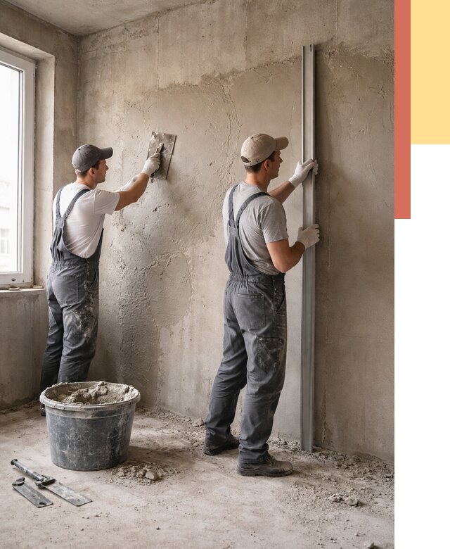 Штукатурка бетонных стен в Борзе от 4635 руб/м² — качественно и быстро | ОТДЕЛОЧНИК-Бря