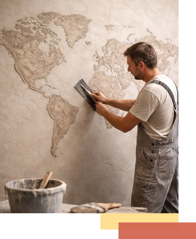 Декоративная штукатурка «Карта мира» под ключ в Борзе