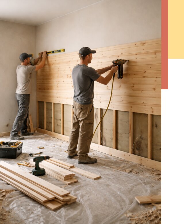 Монтаж деревянной вагонки на стены в Борзе от 7726 руб. | Услуги монтажа вагонки | ОТДЕЛОЧНИК-Бря