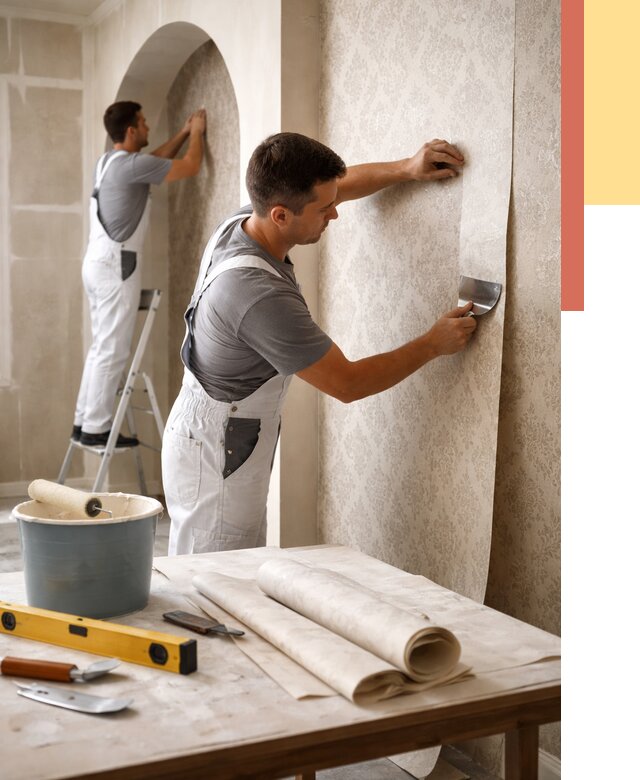 Поклейка обоев на сложные стены в Борзе от 2884 руб. под ключ | ОТДЕЛОЧНИК-Бря