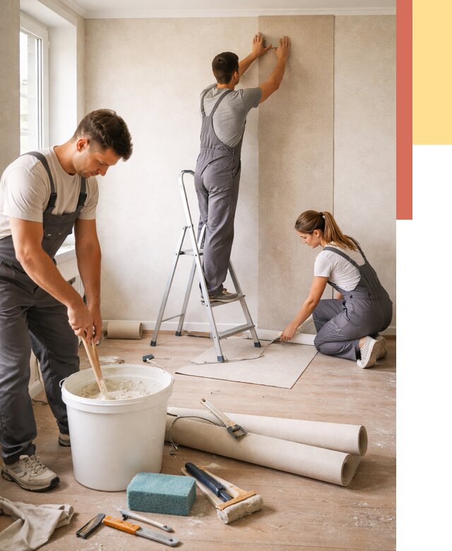 Оклейка стен обоями в Борзе от 3605 руб/м2 — быстро и недорого | ОТДЕЛОЧНИК-Бря