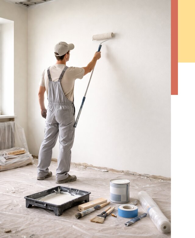 Покраска стен водоэмульсионной краской в Борзе от 464 руб. за м² | ОТДЕЛОЧНИК-Бря