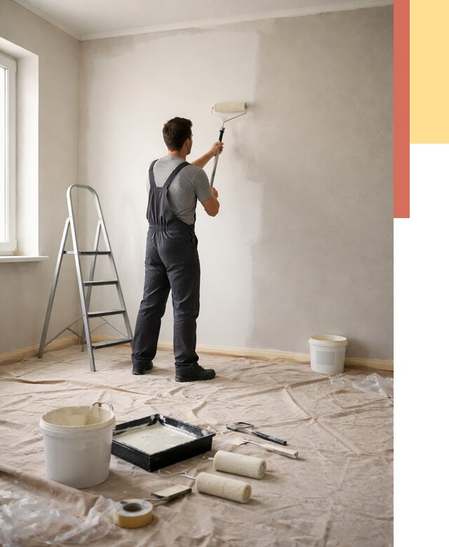 Покраска стен моющейся краской в Борзе от 361 руб./м² — быстро и недорого | ОТДЕЛОЧНИК-Бря