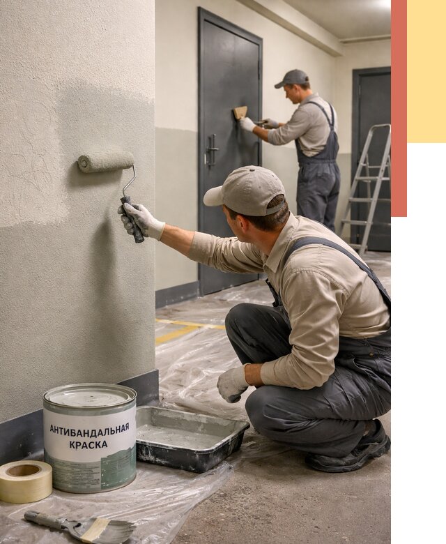 Покраска стен антивандальной краской в Борзе от 4635 руб./м² под ключ | ОТДЕЛОЧНИК-Бря