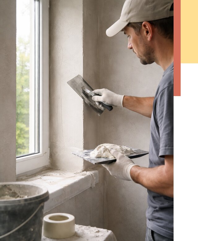 Штукатурка откосов в Борзе от 4635 руб/м² — услуги и выравнивание под ключ | ОТДЕЛОЧНИК-Бря