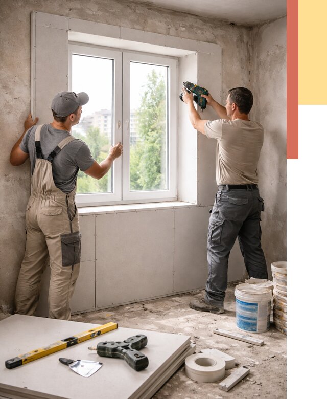 Монтаж откосов из гипсокартона в Борзе от 4635 руб. под ключ | ОТДЕЛОЧНИК-Бря