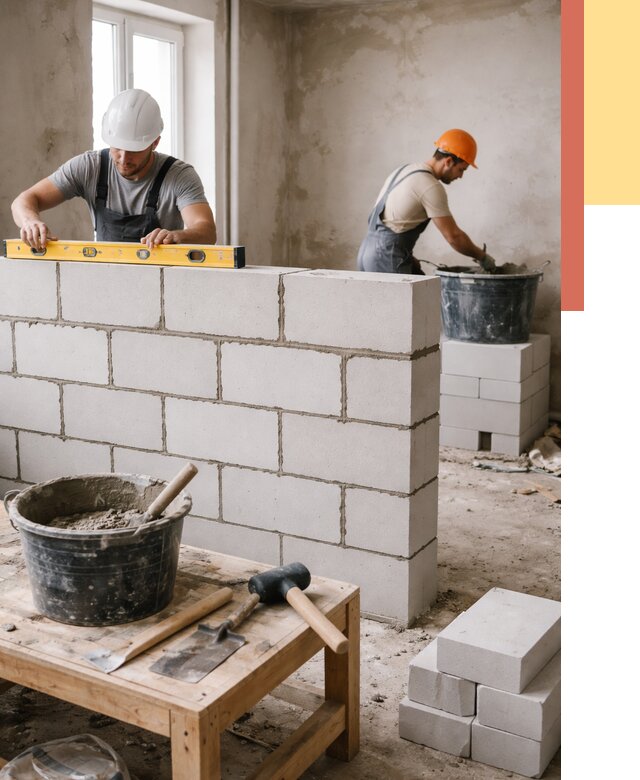 Кладка перегородок из газобетона в Борзе от 3296 руб. под ключ | ОТДЕЛОЧНИК-Бря