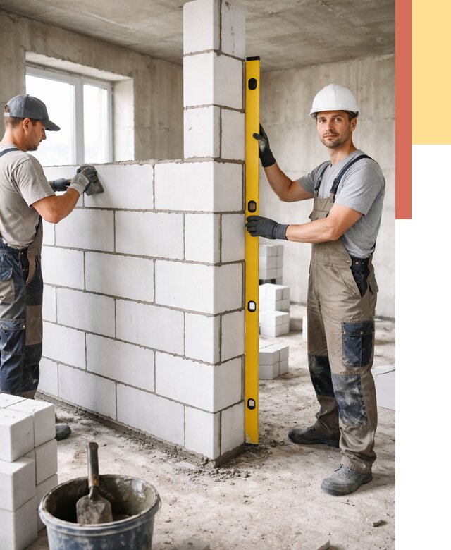 Кладка перегородок из пеноблока в Борзе от 1854 руб. под ключ | ОТДЕЛОЧНИК-Бря