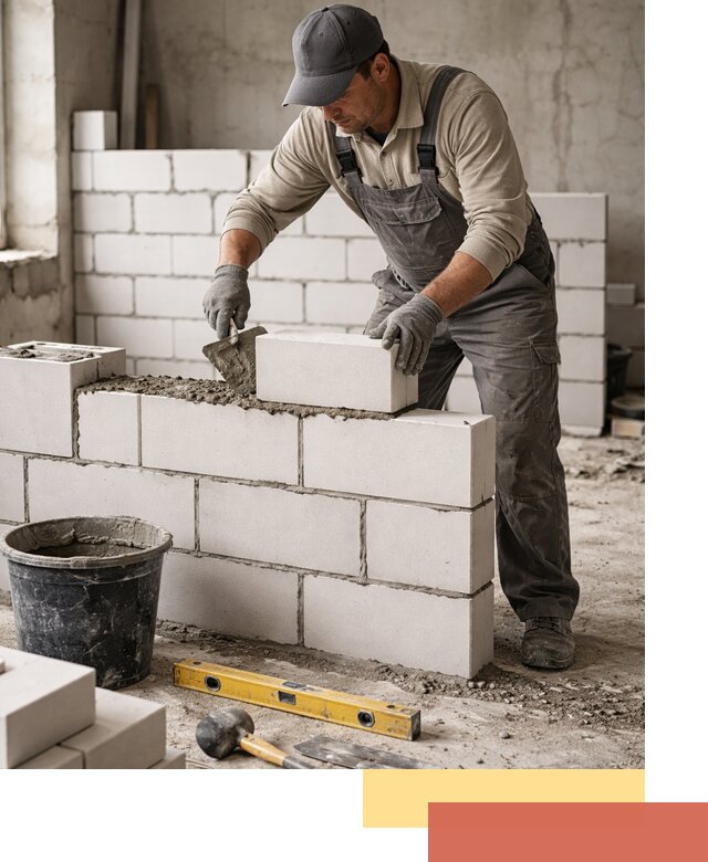 Кладка перегородок из силикатного блока в Борзе