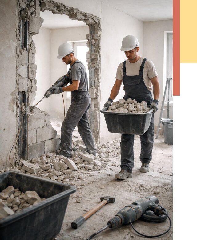 Демонтаж блоковых перегородок в Борзе от 3863 руб. — быстро и недорого | ОТДЕЛОЧНИК-Бря