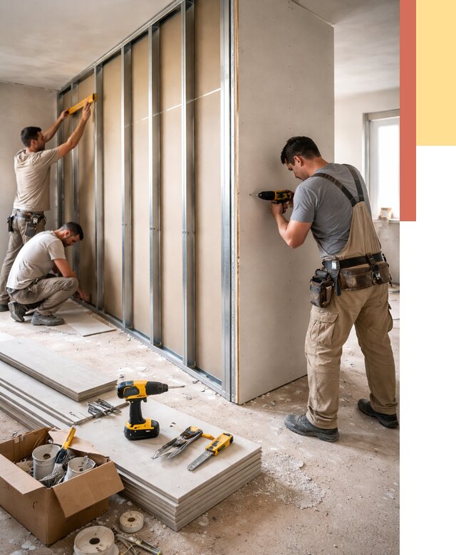 Монтаж однослойной перегородки из гипсокартона в Борзе от 670 руб. | ОТДЕЛОЧНИК-Бря