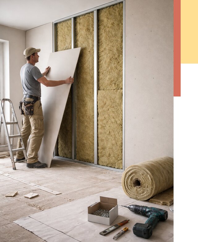 Перегородка из гипсокартона с шумоизоляцией в Борзе от 3214 руб. | ОТДЕЛОЧНИК-Бря