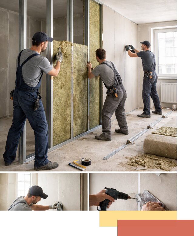 Перегородка из гипсокартона с шумоизоляцией в Борзе — монтаж под ключ