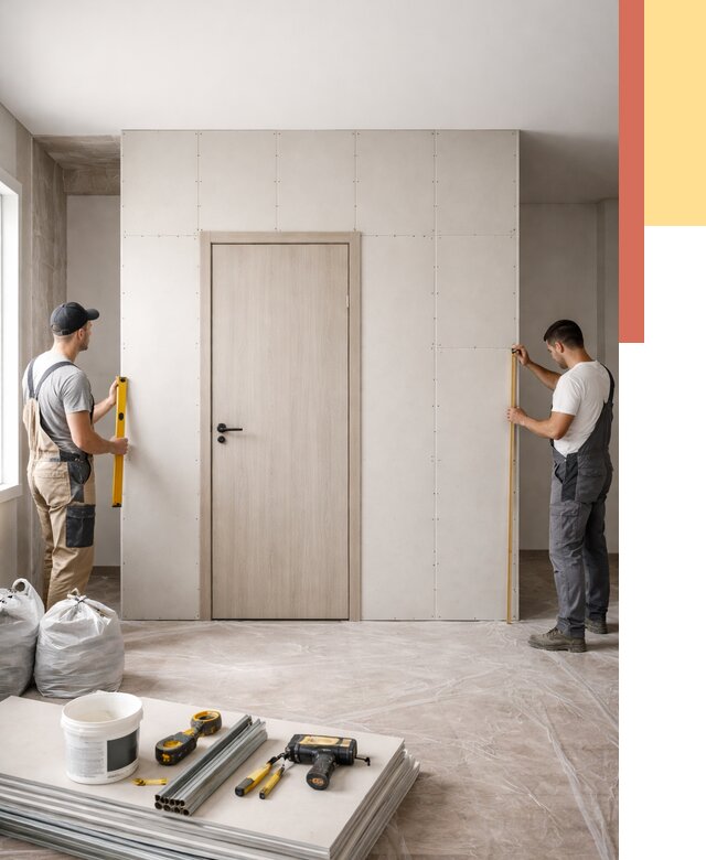 Перегородка из гипсокартона с дверью в Борзе от 4635 руб. под ключ | ОТДЕЛОЧНИК-Бря