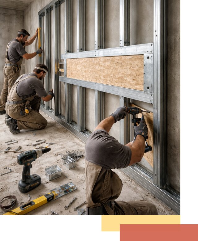 Усиленная перегородка для крепления тяжёлых конструкций в Борзе