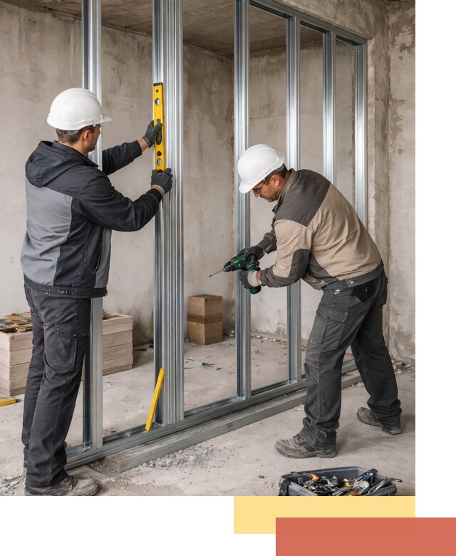 Монтаж каркаса перегородки из профиля в Борзе