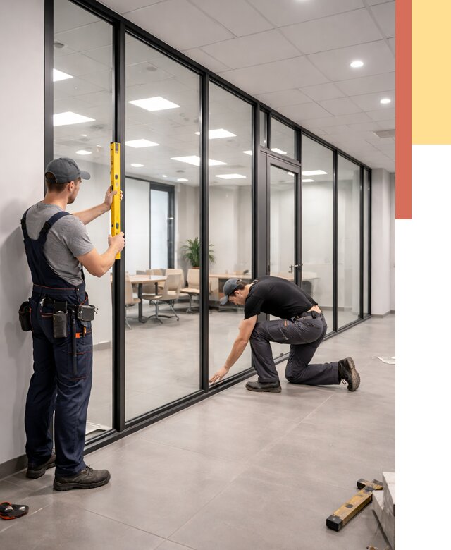 Каркасные стеклянные перегородки в Борзе под ключ от 9477 руб. | ОТДЕЛОЧНИК-Бря