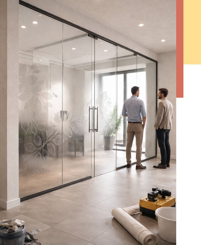 Стеклянные перегородки с рисунком в Борзе от 12876 руб. монтаж и нанесение | ОТДЕЛОЧНИК-Бря