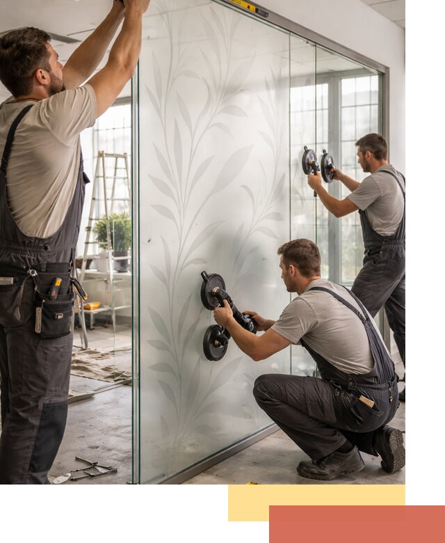 Стеклянные перегородки с рисунком на заказ в Борзе