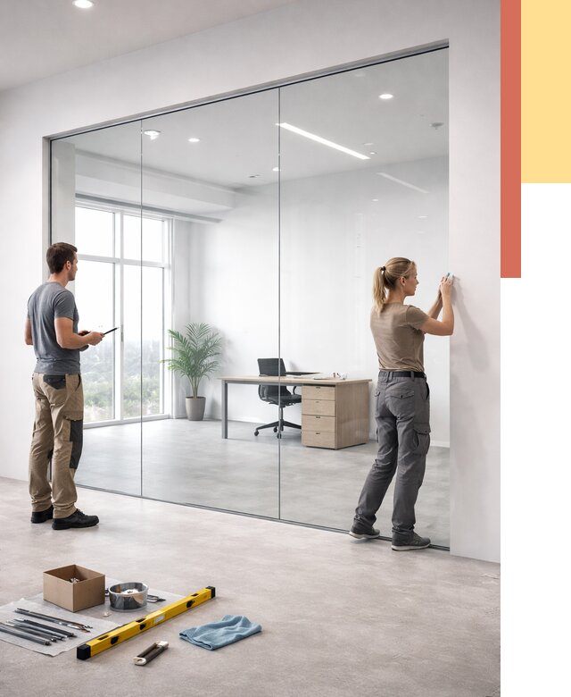 Перегородки из закаленного стекла в Борзе от 9786 руб. под ключ | ОТДЕЛОЧНИК-Бря