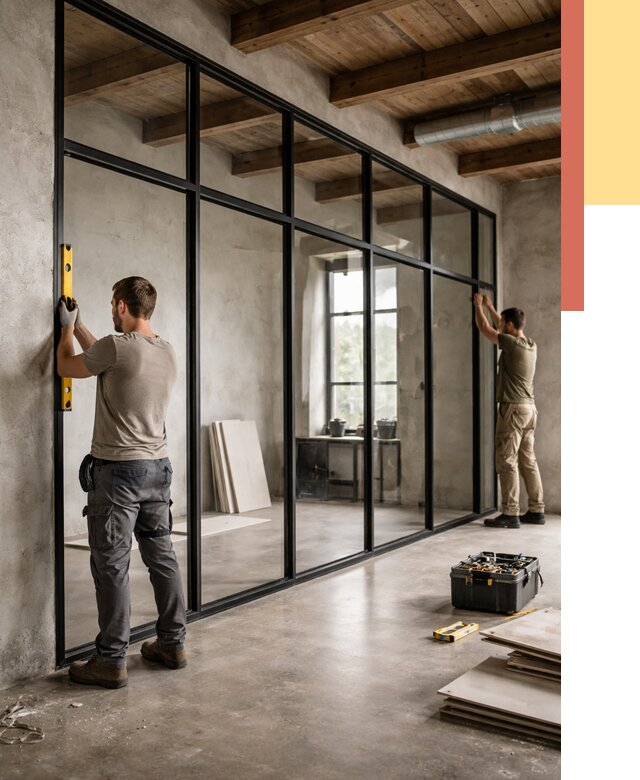 Стеклянные перегородки лофт в Борзе от 10816 руб. под ключ | ОТДЕЛОЧНИК-Бря