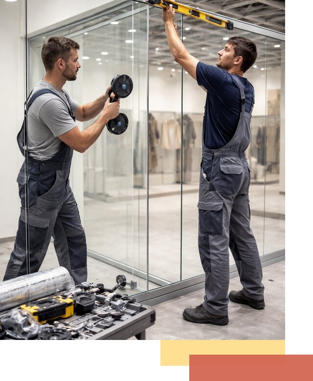 Стеклянные перегородки для магазинов в Борзе — монтаж и установка