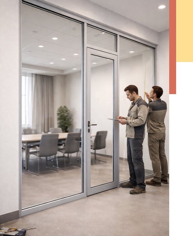 Установка и монтаж алюминиевых перегородок со стеклом в Борзе от 8447 руб. | ОТДЕЛОЧНИК-Бря