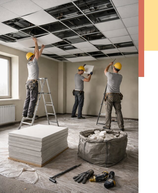 Демонтаж потолка Армстронг в Борзе от 4635 руб. быстро и недорого | ОТДЕЛОЧНИК-Бря