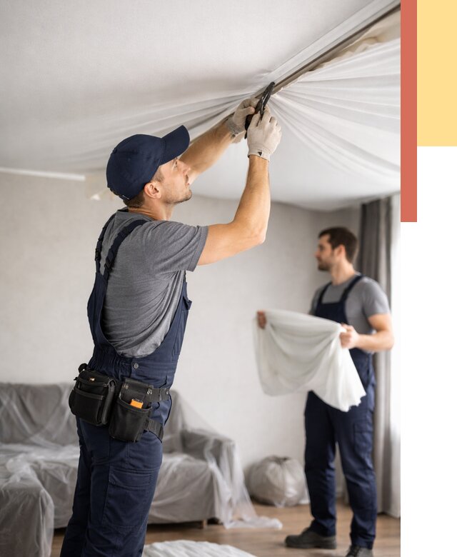 Демонтаж натяжного потолка в Борзе от 4635 руб. — снятие и разбор под ключ | ОТДЕЛОЧНИК-Бря