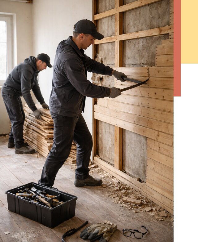 Демонтаж вагонки в Борзе от 3914 руб/м2 — быстро и недорого | ОТДЕЛОЧНИК-Бря