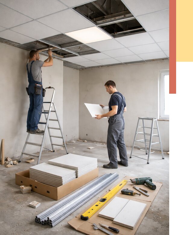 Монтаж потолка армстронг в Борзе от 4635 руб/м2 — быстрая установка под ключ | ОТДЕЛОЧНИК-Бря