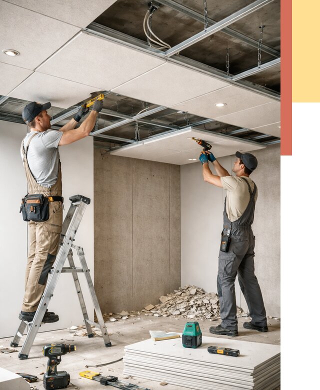 Монтаж акустического потолка в Борзе от 6696 руб/м2 — быстро и недорого | ОТДЕЛОЧНИК-Бря