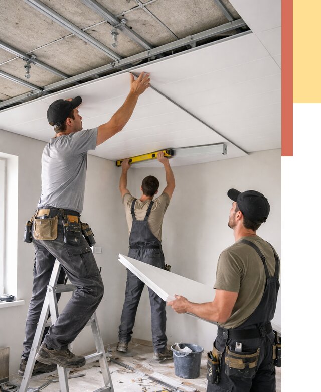 Монтаж потолка из ПВХ панелей в Борзе от 3605 руб./м2 — быстро и недорого | ОТДЕЛОЧНИК-Бря