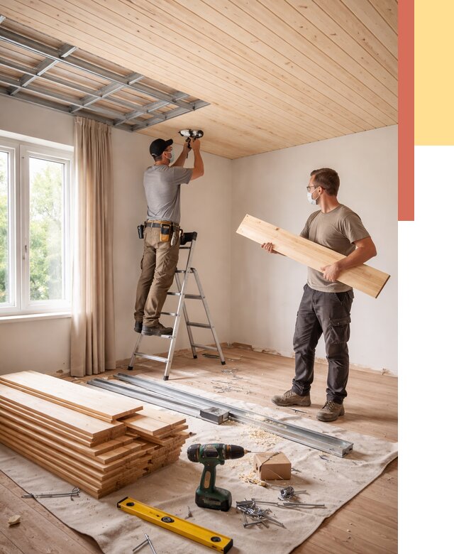 Монтаж потолка из вагонки в Борзе от 6696 руб. | Быстро и недорого — ОТДЕЛОЧНИК-Бря