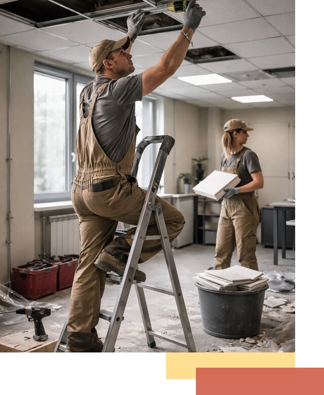 Ремонт потолка Армстронг и замена плит в Борзе