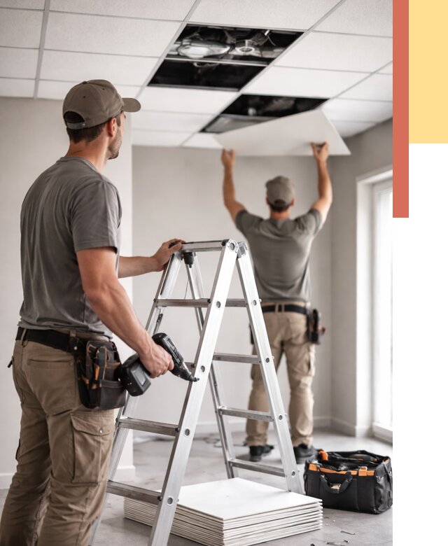 Обслуживание подвесного потолка в Борзе от 3605 руб. — быстро и недорого | ОТДЕЛОЧНИК-Бря