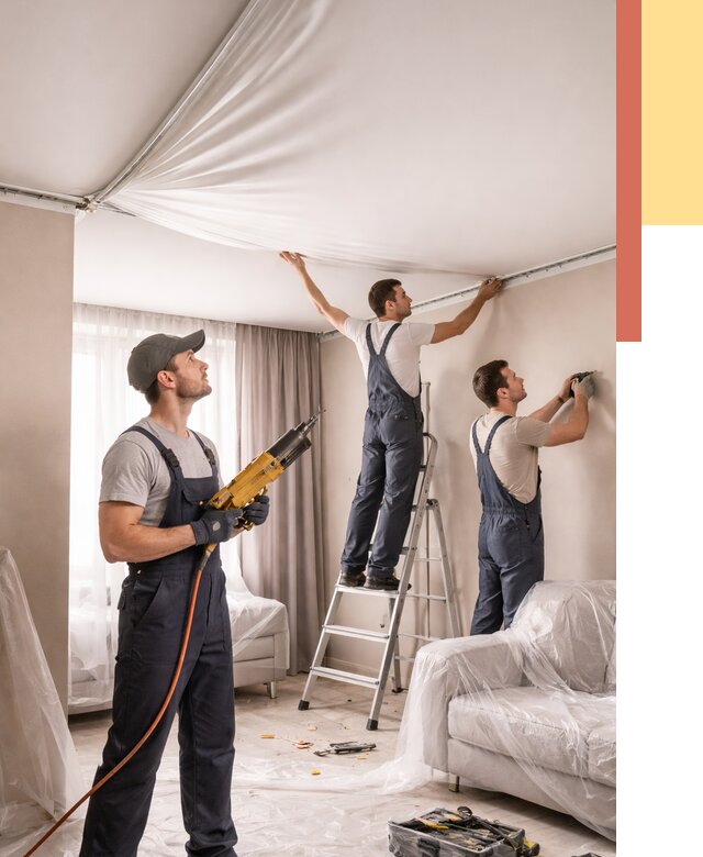 Установка натяжного потолка в Борзе от 4635 руб. | Быстро и недорого — ОТДЕЛОЧНИК-Бря