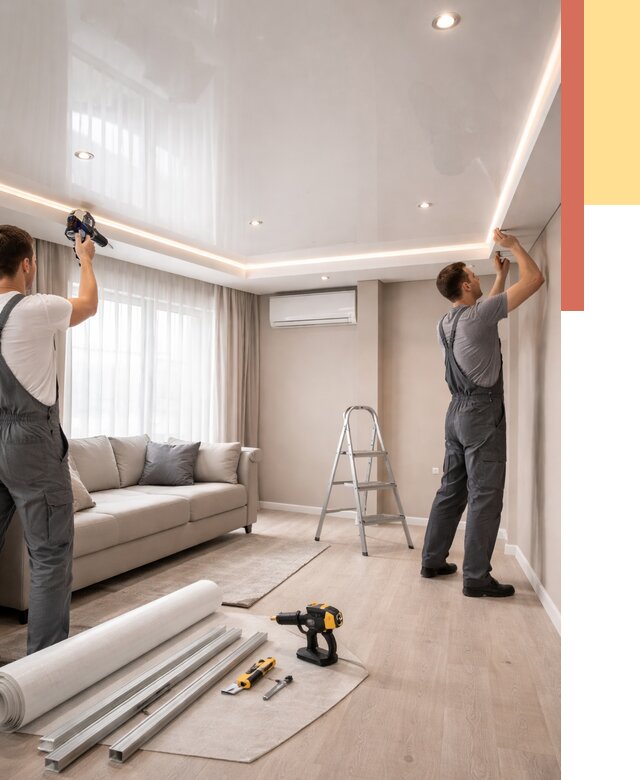 Монтаж глянцевого натяжного потолка в Борзе от 773 руб. под ключ | ОТДЕЛОЧНИК-Бря