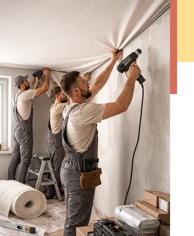 Монтаж фактурного натяжного потолка в Борзе от 773 руб. — ОТДЕЛОЧНИК-Бря