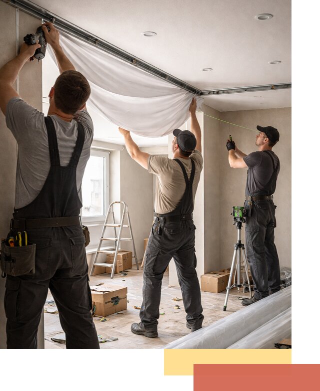 Монтаж парящего натяжного потолка под ключ в Борзе