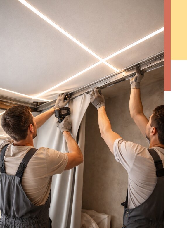 Монтаж натяжного потолка со световыми линиями в Борзе от 1236 руб. | ОТДЕЛОЧНИК-Бря