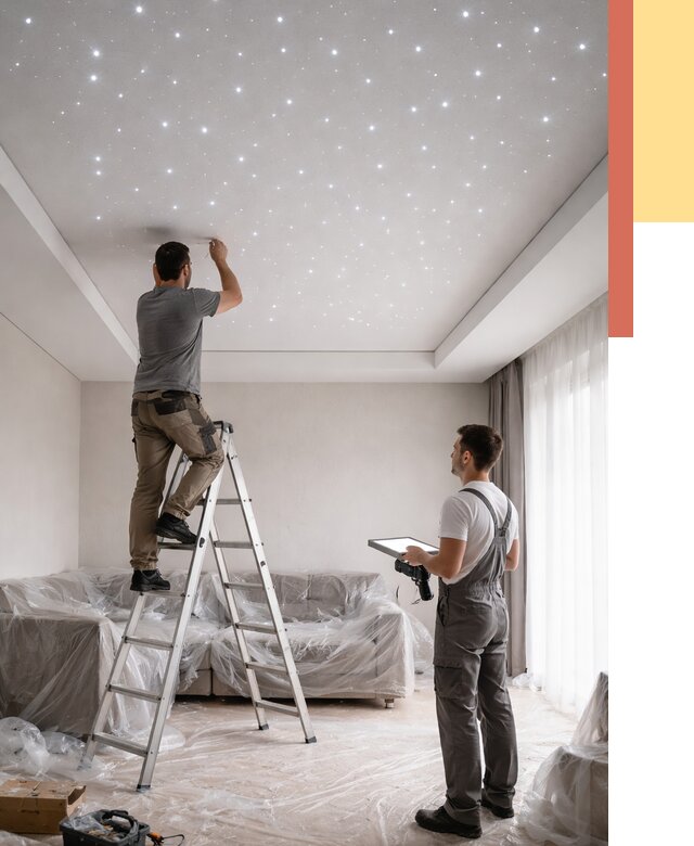 Монтаж натяжного потолка «звездное небо» в Борзе от 6696 руб. | ОТДЕЛОЧНИК-Бря