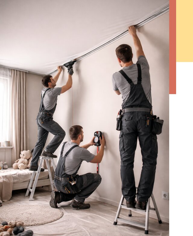 Монтаж натяжного потолка в детской в Борзе от 3605 руб. — быстро и недорого | ОТДЕЛОЧНИК-Бря