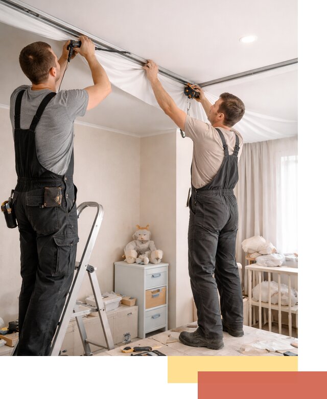 Монтаж натяжного потолка в детской комнате в Борзе