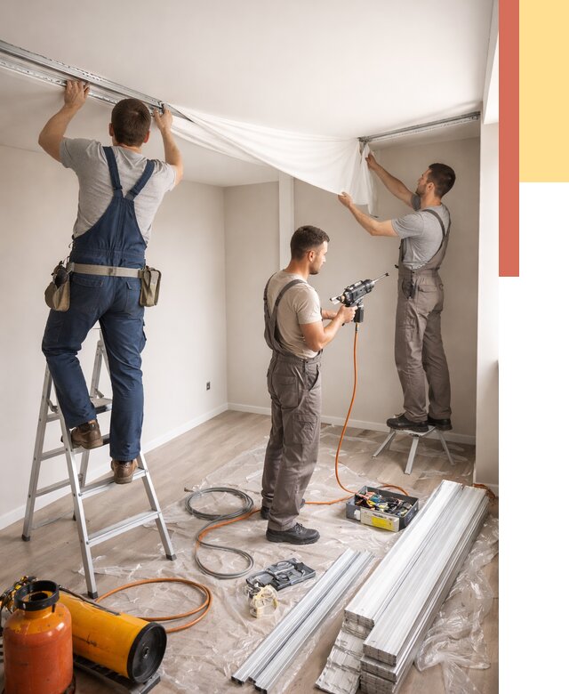 Монтаж натяжного потолка в студии в Борзе от 5666 руб. — быстро и недорого | ОТДЕЛОЧНИК-Бря